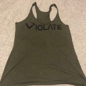 Violate the dress code M army green workout tank